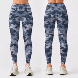 Blue Gray Camouflage Style for Yoga, Pilates, and Everyday Activewear for Active Women Leggings
