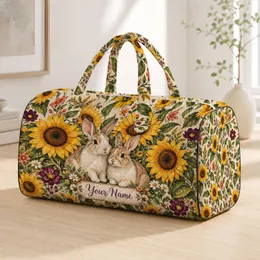 Sunflower Garden Rabbits for Relaxed Weekend Getaways and Nature-Loving Travelers Quilted Weekend Bag
