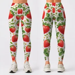 Fresh Strawberry Fruit for Yoga, Pilates, and Cheerful Everyday Casual Weekend Style Leggings