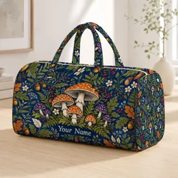 Woodland Mushrooms, Ferns and Berries for Cozy Autumn Getaways and Nature-Loving Travelers Quilted Weekend Bag