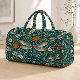 Teal Dragonflies And Wildflowers For Coastal Getaways, Beach Days And Summer Travel Quilted Weekend Bag