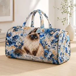 Blue-Eyed Siamese Cat Portrait for Stylish Travel and Weekend Getaways for Cat Lovers Quilted Weekend Bag