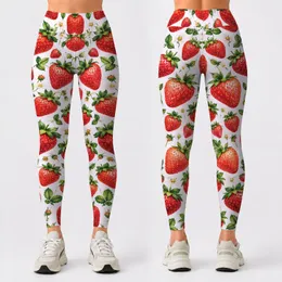 Cheerful Strawberry Fruit Motifs for Yoga, Pilates, and Everyday Casual Lifestyle Leggings