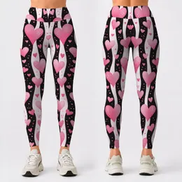 Pink Heart Stripes for Yoga, Pilates, Shopping and Everyday Casual Style Leggings