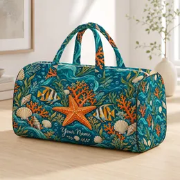 Turquoise Coral Reef, Starfish And Seashells For Relaxed Summer Coastal Getaways Quilted Weekend Bag