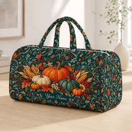 Autumn Pumpkin and Cornucopia Harvest for Cozy Fall Getaways and Thanksgiving Travel Quilted Weekend Bag