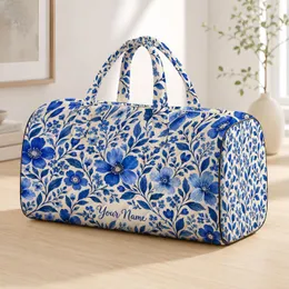 Cobalt Coastal Wildflowers for Sunny Beach Days and Relaxed Weekend Getaways Quilted Weekend Bag