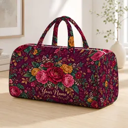 Vibrant Rose And Marigold Garden Blooms For Colorful Weekend Escapes And Getaways Quilted Weekend Bag