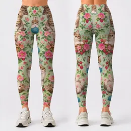 Playful Kitten And Wildflower Charm For Cozy Everyday Cat Lovers Leggings
