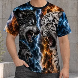 Wolf And White Tiger Storm Scene For Outdoor Adventure And Everyday Streetwear Style All-over Print Unisex T-shirt