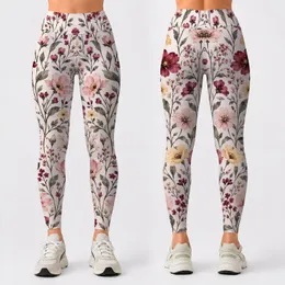 Burgundy Wildflower Blooms For Relaxed Spring Getaways And Everyday Casual Style Leggings
