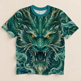 Teal Dragon Head Art for Fantasy Adventures and Everyday Wear All-over Print Unisex T-shirt