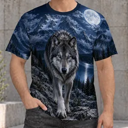 Moonlit Wolf and Alpine Lake Wilderness for Camping, Hiking and Outdoor Nature Lovers All-over Print Unisex T-shirt
