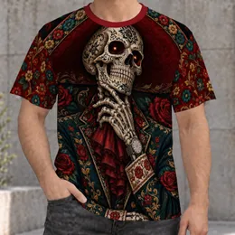 Engraved Skeleton Mariachi with Crimson Roses for Día de Muertos Celebrations All-over Print Unisex T-shirt