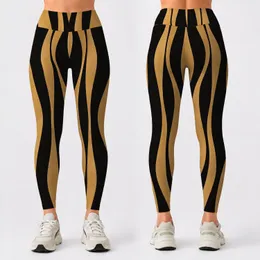 Black And Camel Vertical Stripes For Retro Streetwear And Everyday Y2K Looks For Women Leggings