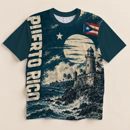 Puerto Rico Lighthouse Coastal Flag Caribbean Holiday Gift for Island Travel Lovers All-over Print Unisex T-shirt