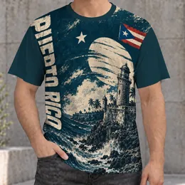Puerto Rico Lighthouse Coastal Flag Caribbean Holiday Gift for Island Travel Lovers All-over Print Unisex T-shirt