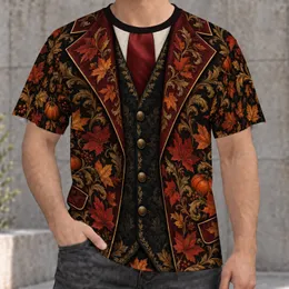 Autumn Pumpkin Maple Leaf Faux Blazer Look for Thanksgiving Gatherings and Fall Events All-over Print Unisex T-shirt
