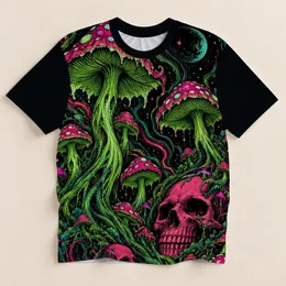 Neon Mushroom Skulls for Alternative Nightlife and Halloween Style Fans All-over Print Unisex T-shirt