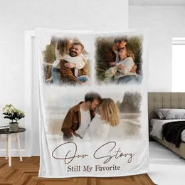 Personalized Three Photo Couple Blanket – Custom Love Story Collage Throw for Her, Romantic Christmas Anniversary Gift