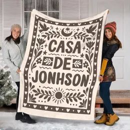 Personalized Family Name Blanket – Custom Last Name, Casa De Folk Art Throw, 7 Colors, Wedding Housewarming Gift