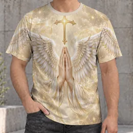 Praying Hands, Angel Wings And Cross For Faithful Everyday Wear And Outdoor Worship All-over Print Unisex T-shirt