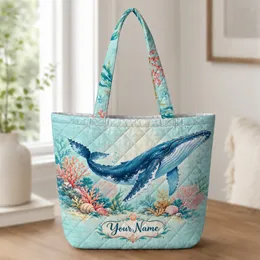 Humpback Whale And Coral Reef Ocean Escape Gift For Beach Lovers And Coastal Travelers Quilted Tote Bag