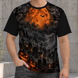 Halloween Haunted Cemetery Moonlit Night Scene for Autumn Parties and Gothic Style Lovers All-over Print Unisex T-shirt