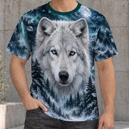 Blue-Eyed Arctic Wolf in Snowy Forest for Winter Outdoor Adventures All-over Print Unisex T-shirt