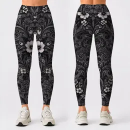 Charcoal Paisley Florals for Everyday Wear and Refined Casual Style Leggings