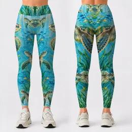 Hawaiian Sea Turtles And Starfish For Tropical Beach Vacation Style Leggings