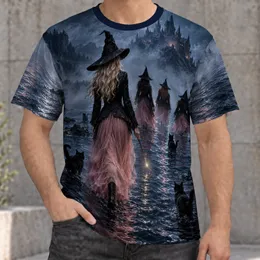 Witches Crossing Moonlit Water for Halloween Night and Autumn Gathering Fans All-over Print Unisex T-shirt