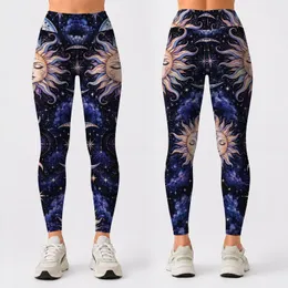 Celestial Sun And Crescent Moon Motifs For Dreamy Stargazing And Everyday Style Leggings