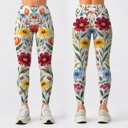 Colorful Wildflower Meadow Blooms for Spring Garden Strolls and Everyday Wear for Women Leggings