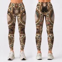 Vintage Cat Portrait Gallery for Cozy Everyday Outings and Relaxed Cat Lover Weekends Leggings