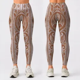 Rust Paisley Medallion and Geometric Elegance for Evening Outfits and Everyday Style Leggings