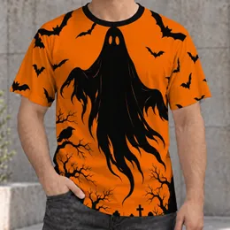 Orange Ghost And Bat Halloween Scene For Spooky October Celebrations All-over Print Unisex T-shirt