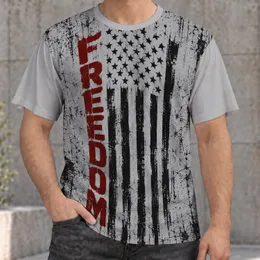 Distressed American Flag and Freedom Motif for Patriotic Holidays and Casual Wear All-over Print Unisex T-shirt