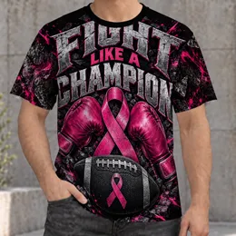Pink Boxing Gloves And Football For Breast Cancer Awareness And Fight Night Support All-over Print Unisex T-shirt