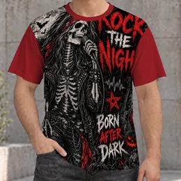 Skeletal Rock Singer With Pumpkins for Halloween Concerts and Punk Nightlife All-over Print Unisex T-shirt
