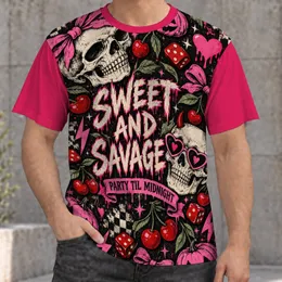 Spooky Skull Cherry Collage for Halloween Parties and Playful Alternative Style All-over Print Unisex T-shirt
