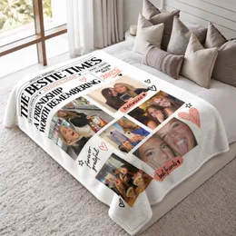 Personalized Best Friend Photo Blanket – Custom 6 Pictures, Names & Year, The Bestie Times Newspaper, 4 Colors, Friendship Gift