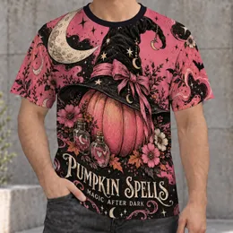 Pink Pumpkin Witch Hat and Potion Bottles for Halloween Night, Spooky Fall Style All-over Print Unisex T-shirt
