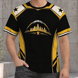 Black Gold Football Skyline Jersey Style for Game Day Fans and City Sports Enthusiasts All-over Print Unisex T-shirt