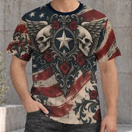 Winged Skulls and Weathered Stars for Patriotic Halloween and Independence Day Wear All-over Print Unisex T-shirt