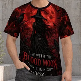 Blood Moon Witch and Raven Nightfall Halloween Gothic Style for Spooky Season All-over Print Unisex T-shirt