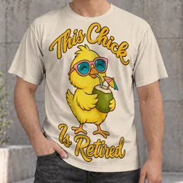 Chick Sipping Coconut for Retirement Parties, Tropical Holidays, and Relaxed Gift Giving All-over Print Unisex T-shirt