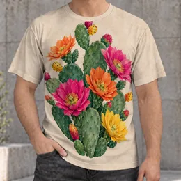 Vibrant Cactus Blossoms for Casual Outdoor Style, Colorful Desert Garden for Teens All-over Print Unisex T-shirt