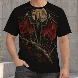 Winged Night Creature and Crimson Moon for Dark Casual Streetwear Fans All-over Print Unisex T-shirt