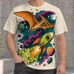 Rocket and Pterosaur Space Adventure for Casual Weekends and Outdoor Fun for Teens All-over Print Unisex T-shirt
